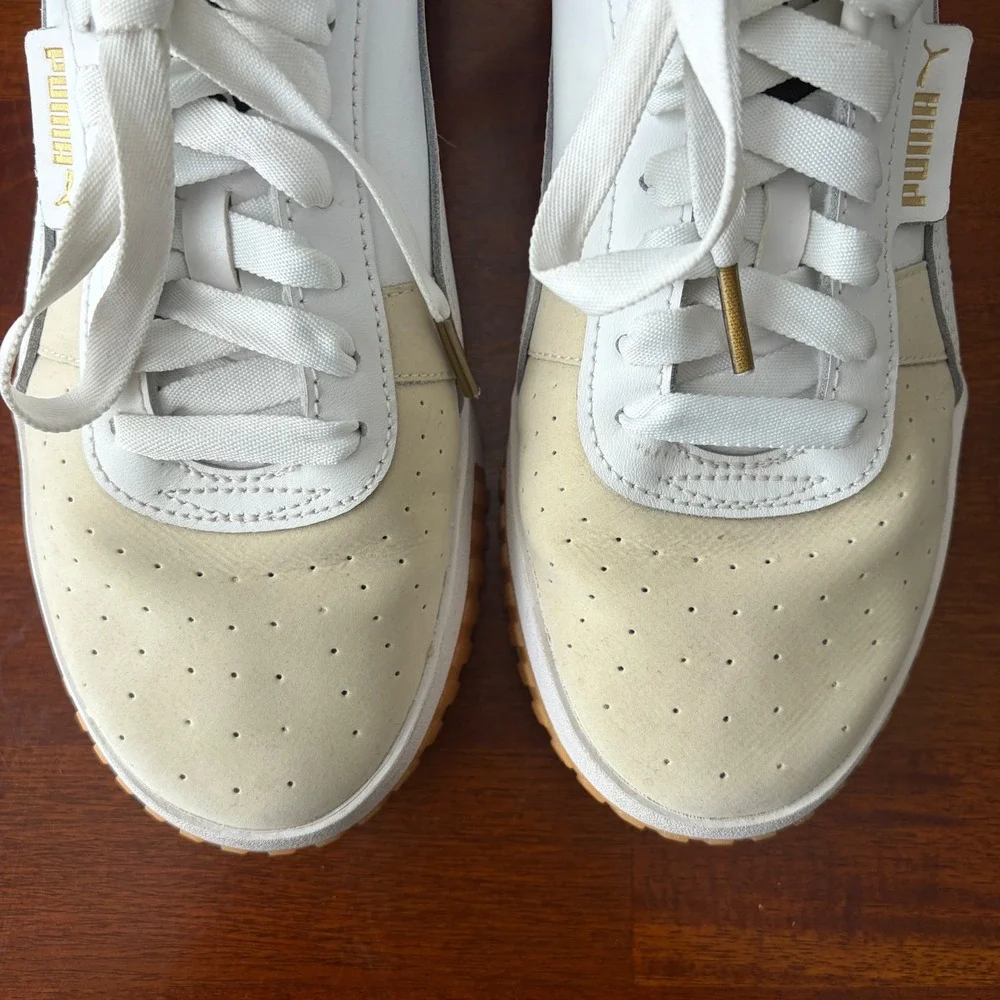 Puma Cali Exotic White Women's Leather Sneakers Shoes 9.5